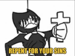 Bendy with a Cross Meme Template