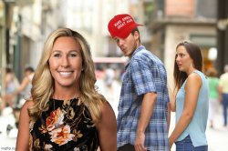 MAGA Distracted boyfriend Marjorie Taylor Greene Meme Template