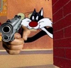 Sylvester the cat with a gun Meme Template