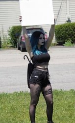 Goth girl with sign Meme Template