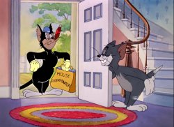 Tom Cat welcomes Jerry Mouse Exterminator Black Cat Butch Meme Template