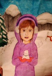 Snow girl drawing Meme Template