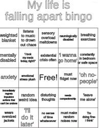 My life is falling apart bingo Meme Template