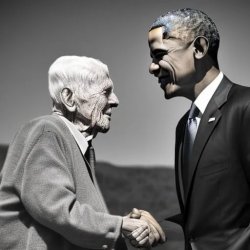 Barack Obama shakes hands with a 91-year-old JFK Meme Template