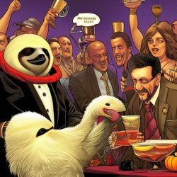 Vice-President sloth pardons a Thanksgiving turkey Meme Template