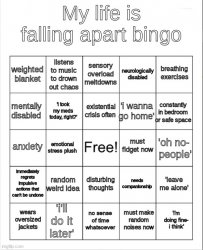 my life is falling apart bingo Meme Template