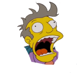 Seymour Skinner Screaming. Head. Transparent background. Meme Template