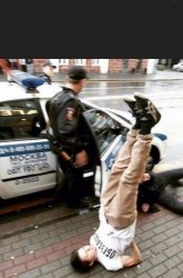 Cop headstand Meme Template