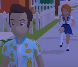 girl stalking boy in mobile game Meme Template