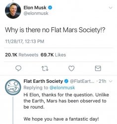 Elon Musk destroyed by flat earth society Meme Template