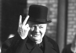 Sir Winston Churchill "V" for victory Meme Template