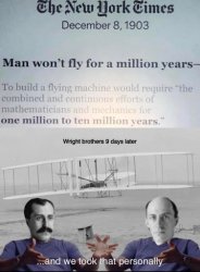 Wright Brothers 9 days later Meme Template