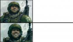 Smiling Guardsmen (Upside Down) Meme Template