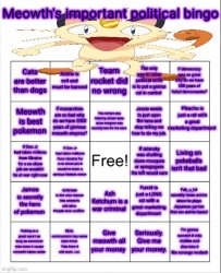 Meowth's bingo Meme Template