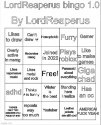 LordReaperus bingo 1.0 Meme Template