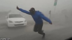 Windy Hurricane Reporter Meme Template