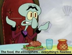 The food, the atmosphere... everything's flawless Meme Template
