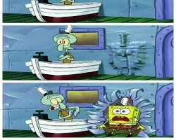 Spongebob through the wall Meme Template