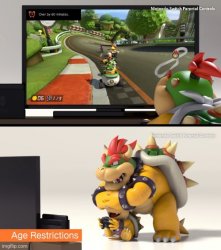 Bowser Covering Bowser Jr's Innocent Eyes Meme Template