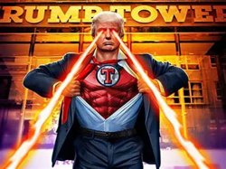 Donald Trump Superhero with laser eyes Meme Template