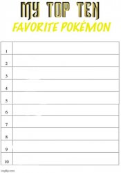 top ten favorite pokemon Meme Template