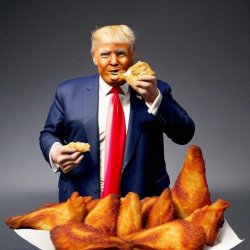 trump eating chicken Meme Template