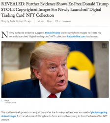 Donald Trump stole NFT Trading Card designs Meme Template