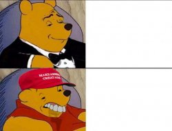 Fancy Pooh vs. MAGA pooh Meme Template