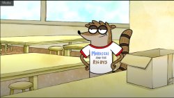 Rigby wearing a Fact Tshirt Meme Template