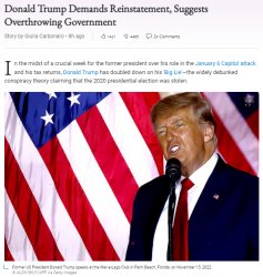 Donald Trump demands reinstatement suggests overthrowing govern Meme Template