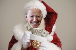 Santa Joe Biden giving out cash Meme Template