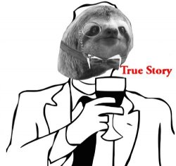 Grayscale monocle sloth true story Meme Template