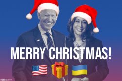 Merry Christmas Biden Harris Ukraine Santa hats Meme Template