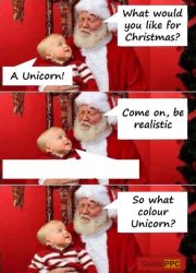 Santa what color unicorn Meme Template