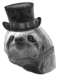 Monocle tophat sloth grayscale transparent Meme Template