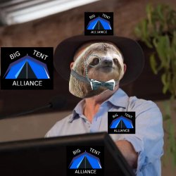 Sloth as Anthony Albanese at Big Tent Alliance Conference Meme Template