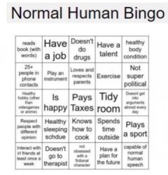normal human bingo Meme Template
