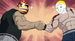 SurlyKong and BritishMormon epic handshake Meme Template