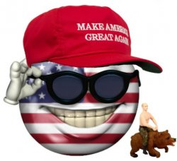 MAGA American Picardia with toy Putin bear Meme Template