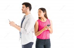 Girl looks at guys phone Meme Template