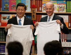 Joe Biden and Xi holding shirts Meme Template