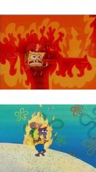 Spongebob Burning Hiker Meme Template