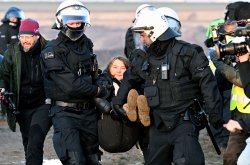 Greta Thunberg Carried off by police Meme Template