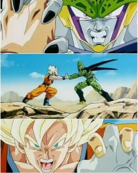 Goku Fin (SSJ) vs Cell Perfecto Meme Template