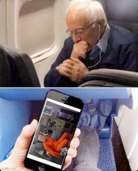 Bernie Sanders Looking At His Phone. Meme Template