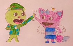 flippy and kitty drawn by tazy Meme Template