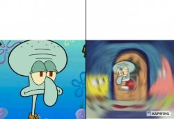 Spongebob Squidward Calm vs Squidward yelling Meme Template