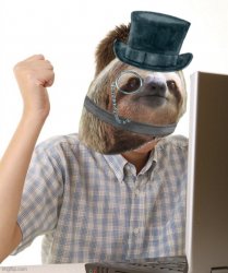 Monocle tophat Sloth I win Meme Template