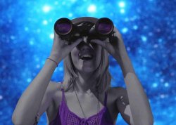 Woman Binoculars Night Sky Comet Viewing  JPP Meme Template