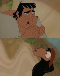 Pacha Scolding Kuzco Meme Template